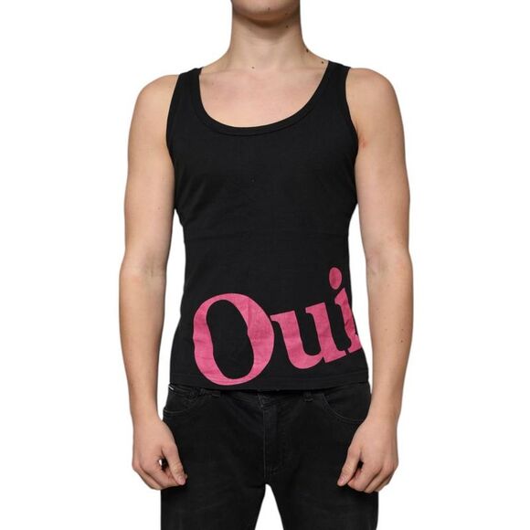 Pre Loved dolce & gabbana Oui Print Tank Top Men Black T-Shirts